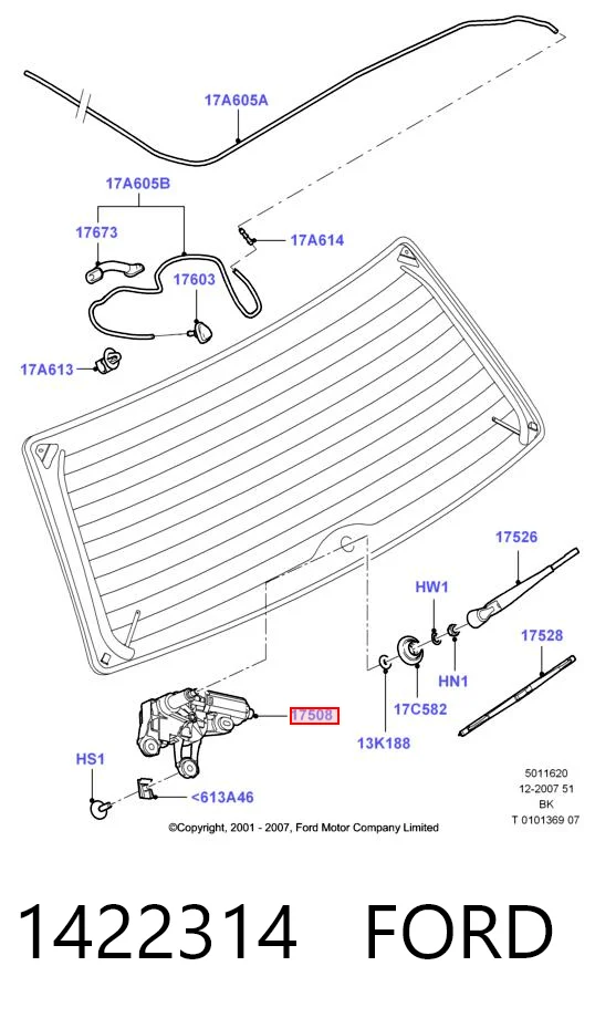 1422314 Ford Silniczek wycieraczki tylnej szyby