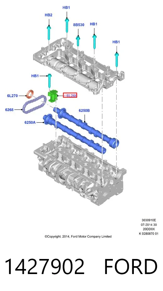 Do koszyka 9654113880 Fiat/Alfa/Lancia Napinacz łańcucha rozrządu