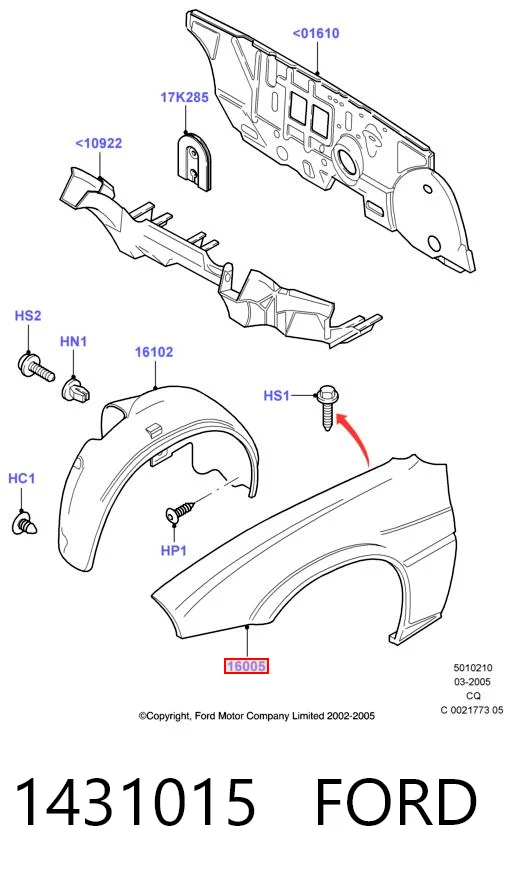 Błotnik przedni lewy do Ford Ka  RBT