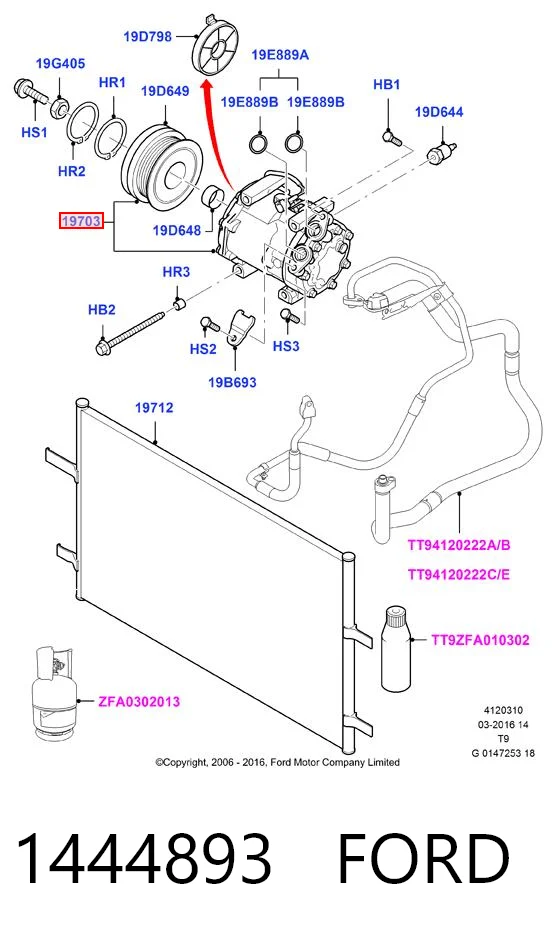 1444893 Ford Sprężarka klimatyzacji