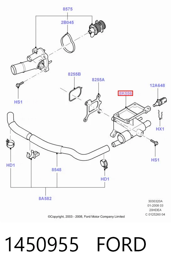 Kołnierz układu chłodzenia (trójnik) do Ford Fusion  JU
