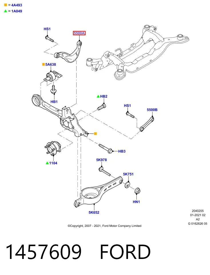 1457609 Ford Wahacz zawieszenia tylnego górny lewy/prawy
