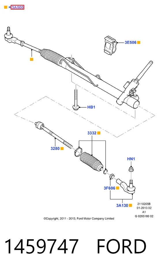 1459747 Ford Listwa kierownicza (maglownica)