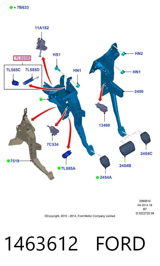 1463612 Ford Sprężyna pedału sprzęgła