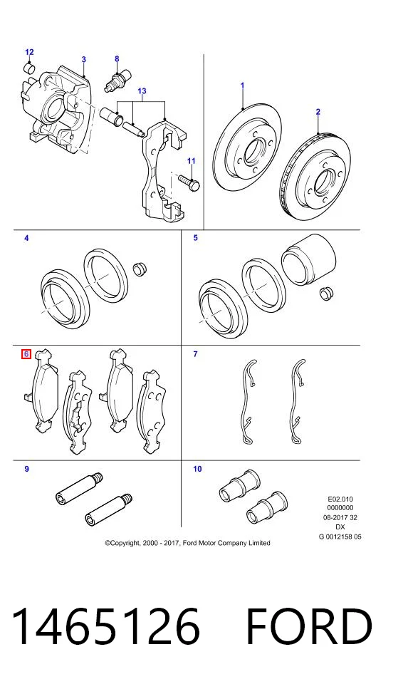 1465126 Ford Klocki hamulcowe przednie tarczowe