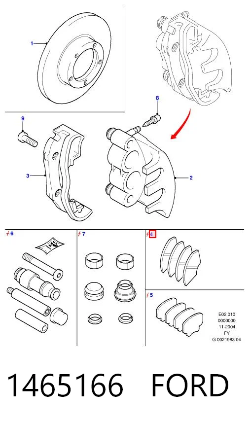 1465166 Ford Klocki hamulcowe przednie tarczowe