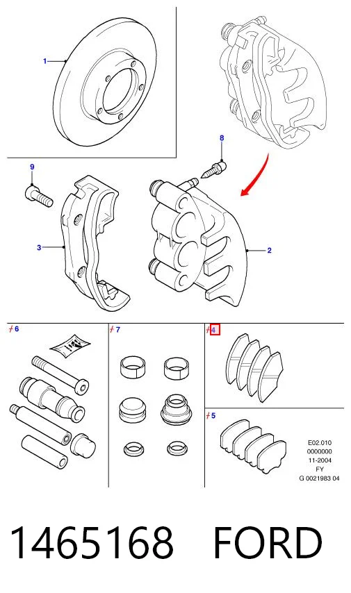 1465168 Ford Klocki hamulcowe przednie tarczowe