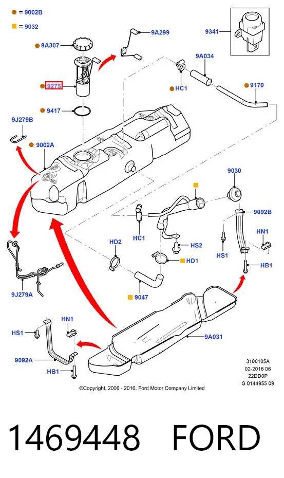 1469448 Ford Moduł pompy paliwowej z czujnikiem poziomu paliwa