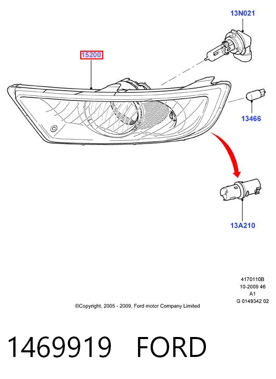Do koszyka Lampa przeciwmgielna lewa Ford Galaxy II CA1 WA6