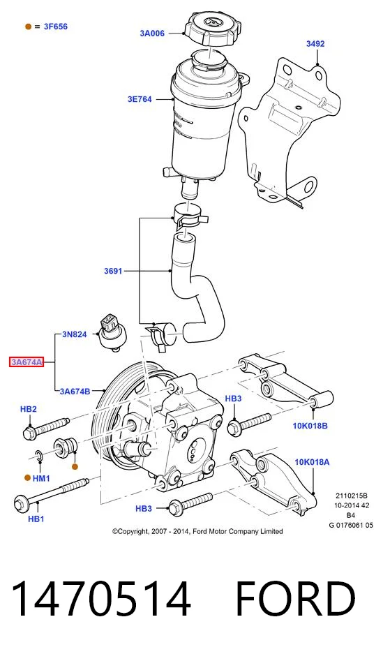 1470514 Ford Pompa wspomagania hydraulicznego kierownicy