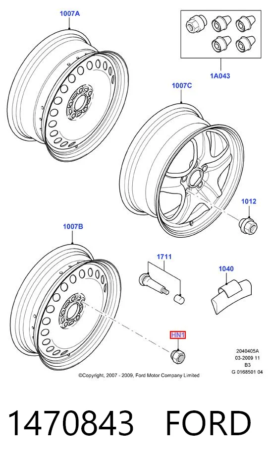 1470843 Ford Nakrętka koła