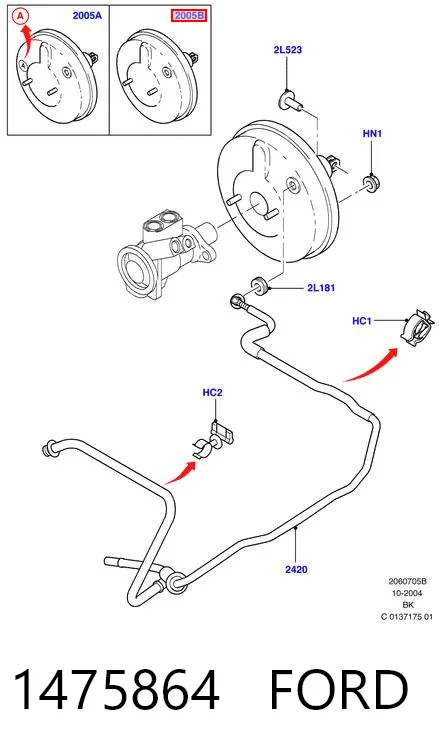 Wzmacniacz próżniowy hamulców do Ford Fusion  JU