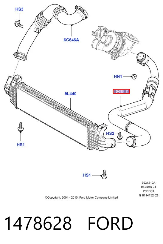 1478628 Ford Przewód (króciec) intercoolera