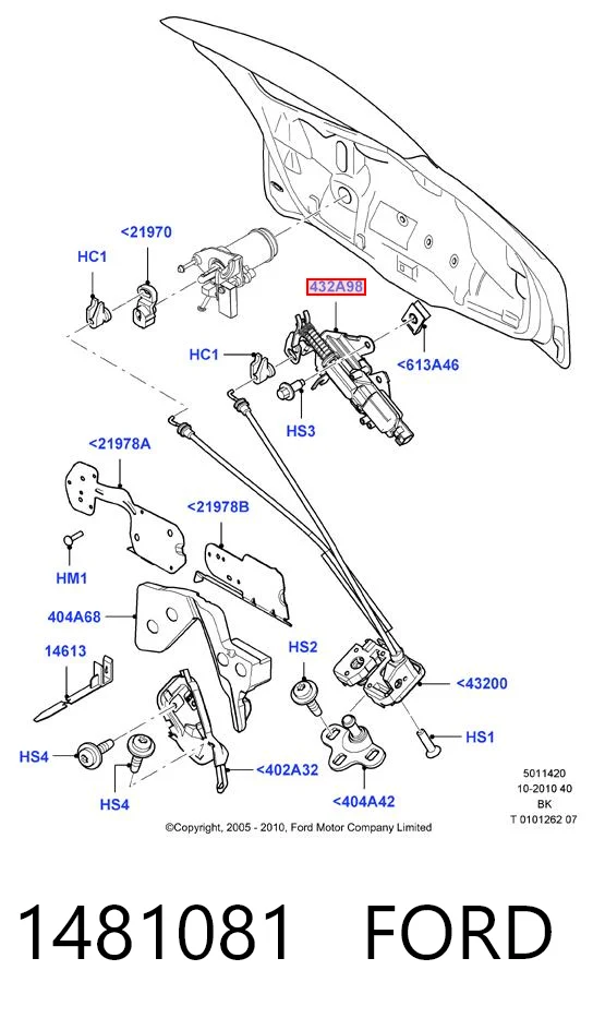 1481081 Ford Silniczek zamka klapy bagażnika (drzwi 3/5 tylnych)