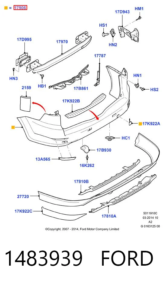 Zderzak tylny do Ford Mondeo IV CA2