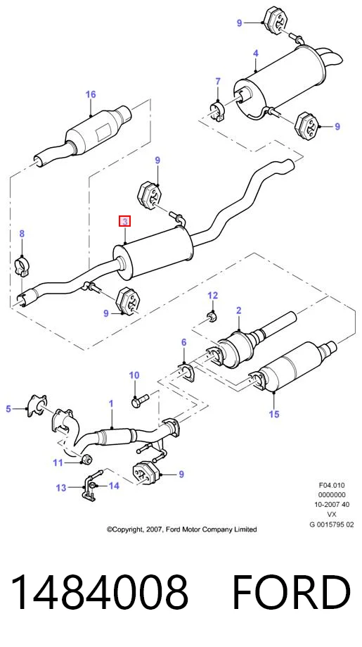 1484008 Ford Tłumik, środkowa część