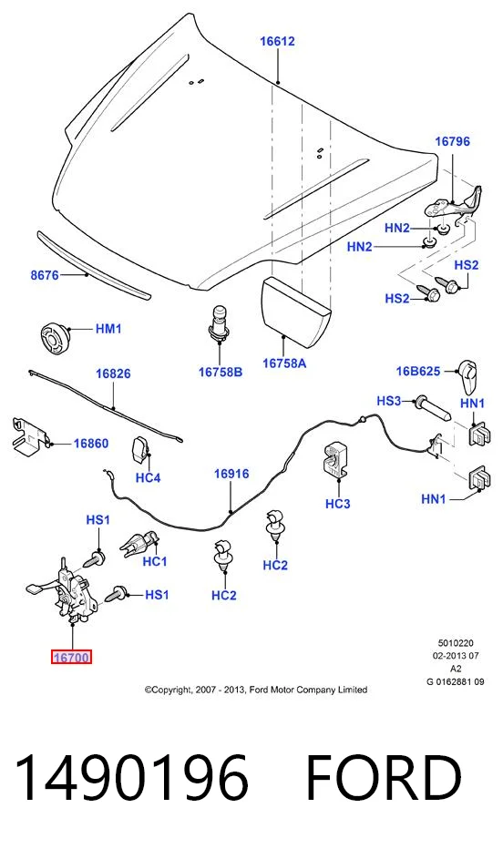 1490196 Ford Zamek maski