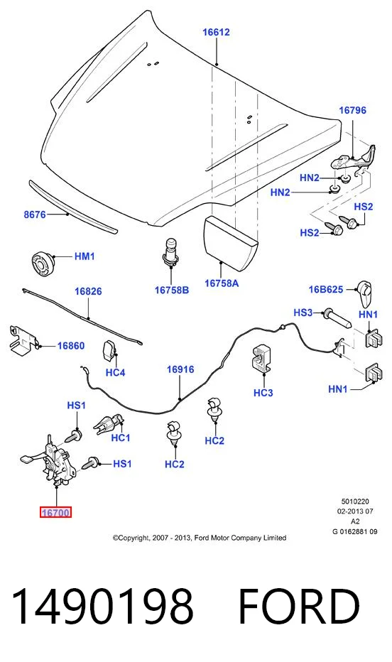 1490198 Ford Zamek maski