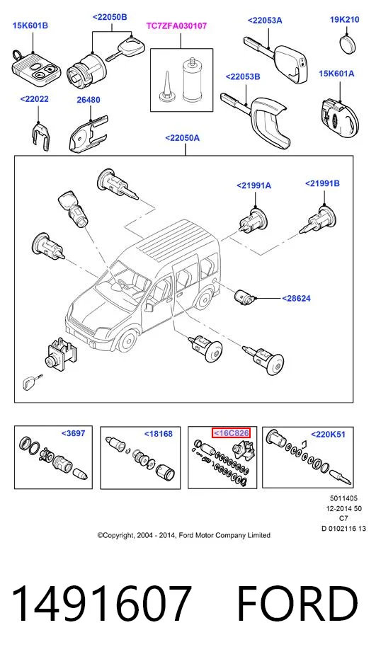 1491607 Ford Cylinder zamka maski