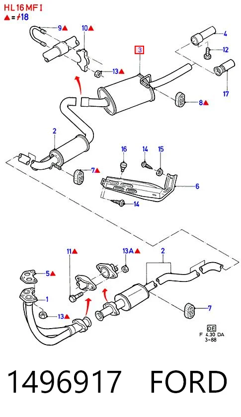  Tłumik, tylna część Ford Escort 4