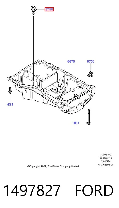 1497827 Ford Bagnet poziomu oleju w silniku