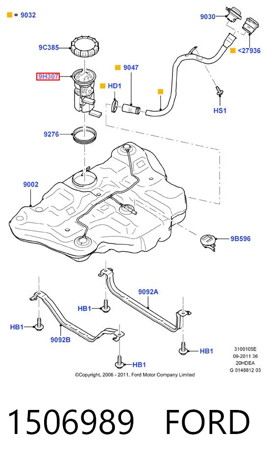 1506989 Ford Moduł pompy paliwowej z czujnikiem poziomu paliwa