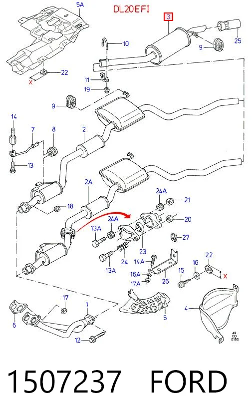 Tłumik, tylna część do Ford Sierra II GBG, GB4