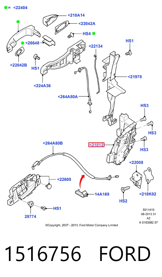 Zamek drzwi przednich prawych do Ford Mondeo IV CA2