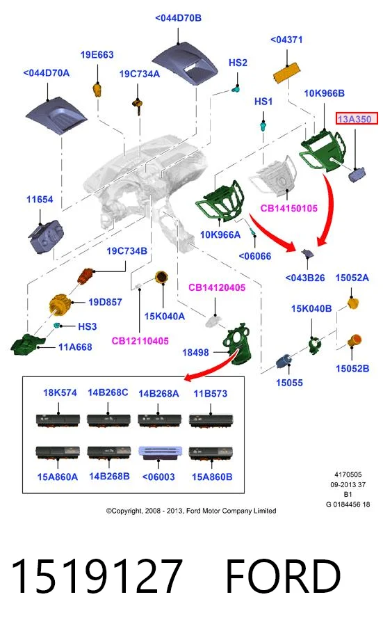 Przycisk włączania światła awaryjnego do Ford Fiesta Mk6 CB1