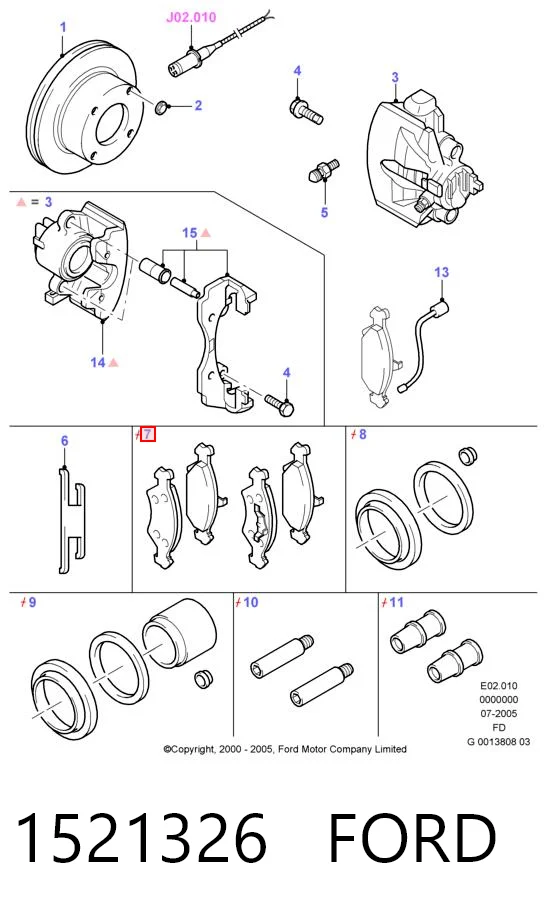 1521326 Ford Klocki hamulcowe przednie tarczowe
