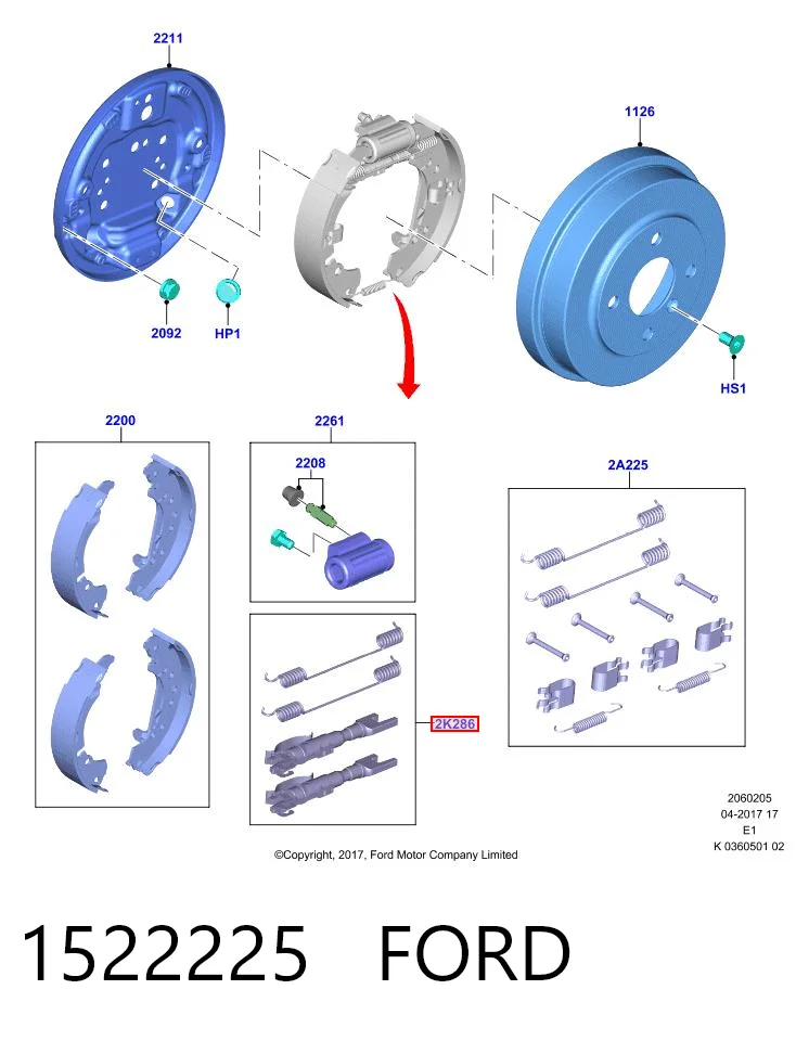 1522225 Ford Regulator tylnego bębna hamulcowego