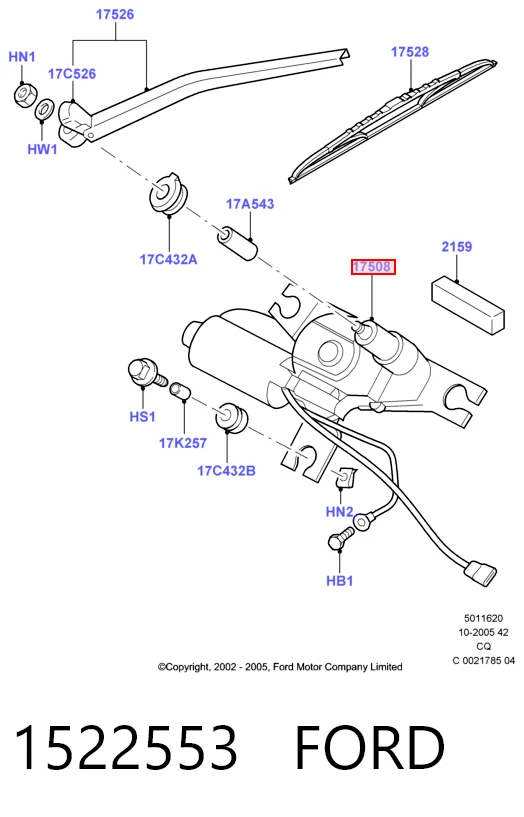 Do koszyka Silniczek wycieraczki tylnej szyby Ford Ka  RBT