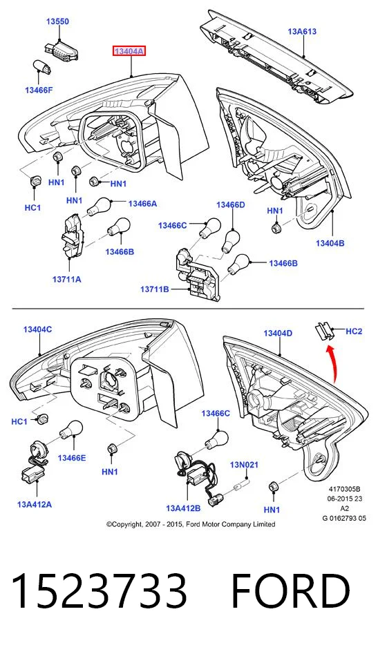 1523733 Ford Lampa zespolona tylna lewa zewnętrzna