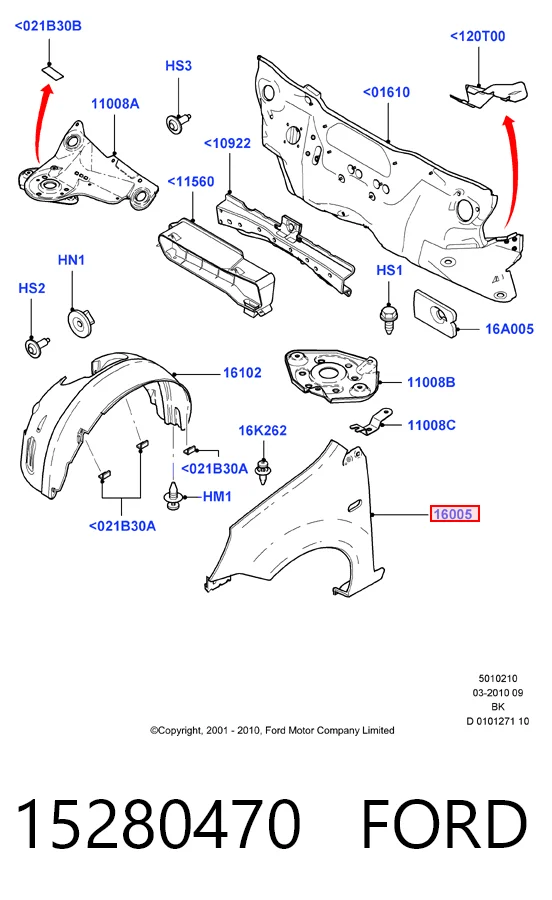 Błotnik przedni prawy do Ford Fiesta Mk5 JH, JD