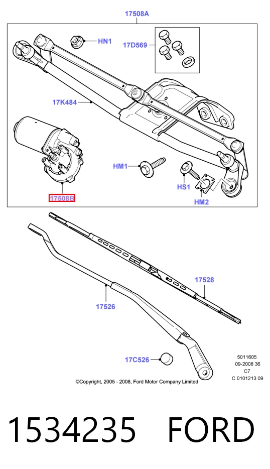 1534235 Ford Silniczek wycieraczki szyby przedniej