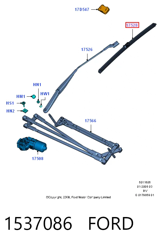 1537086 Ford Pióro wycieraczki szyby przedniej, zestaw (2 szt.)