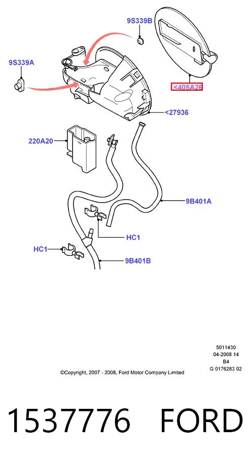 Klapka wlewu paliwa do Ford Focus II DB, FCH, DH