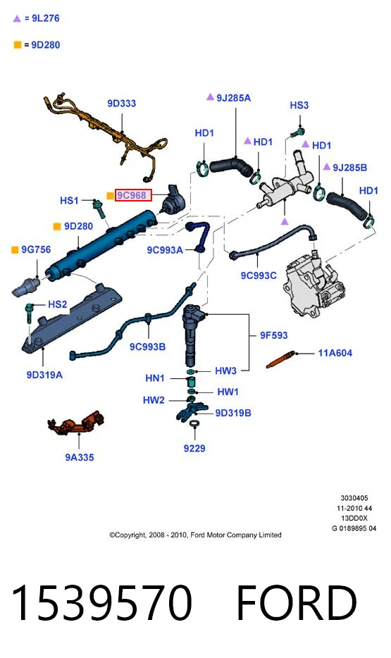 1539570 Ford Regulator ciśnienia paliwa w listwie paliwowej