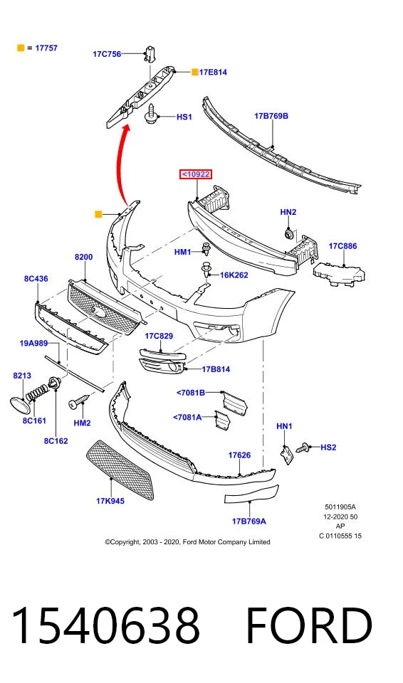 Wzmocnienie zderzaka przedniego do Ford C-Max  DM2