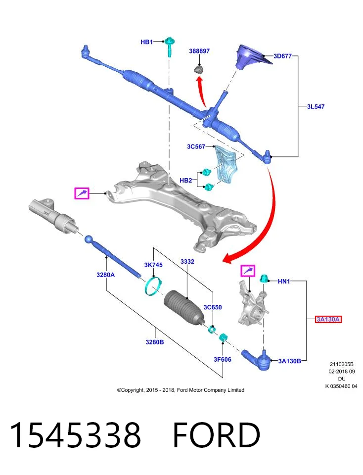 1545338 Ford Końcówka drążka kierowniczego zewnętrzna