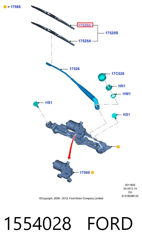 1554028 Ford Pióro wycieraczki szyby przedniej kierowcy