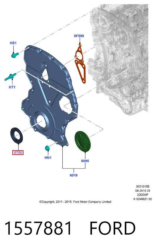 1557881 Ford Uszczelniacz wału korbowego przedni