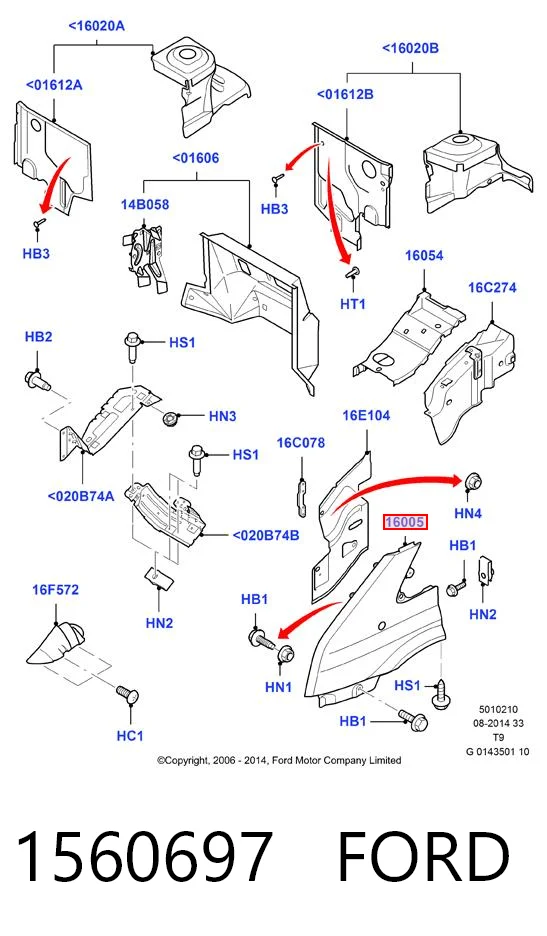 Do koszyka Błotnik przedni prawy Ford Transit VI V347/8