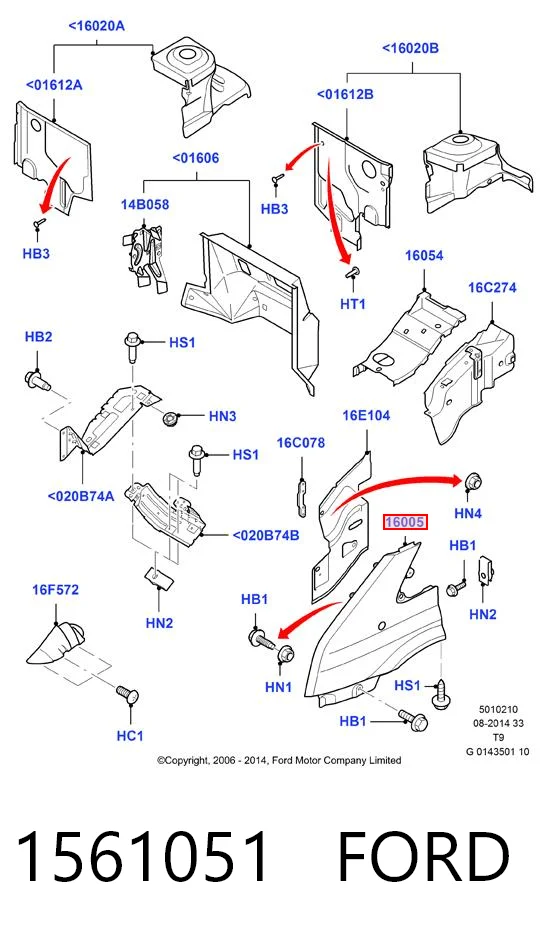 Błotnik przedni lewy Ford Transit VI awangarda (V347/8) (2006 - 2014) cena, od 108,96 USD