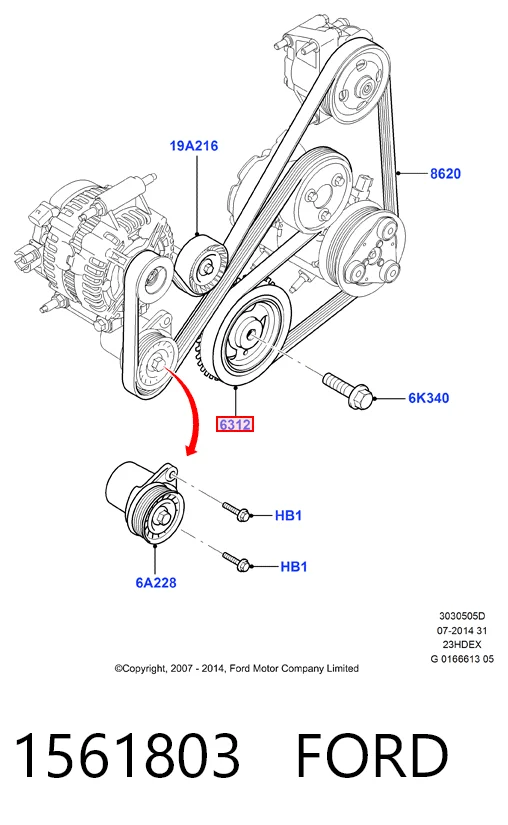 1561803 Ford Koło pasowe wału korbowego