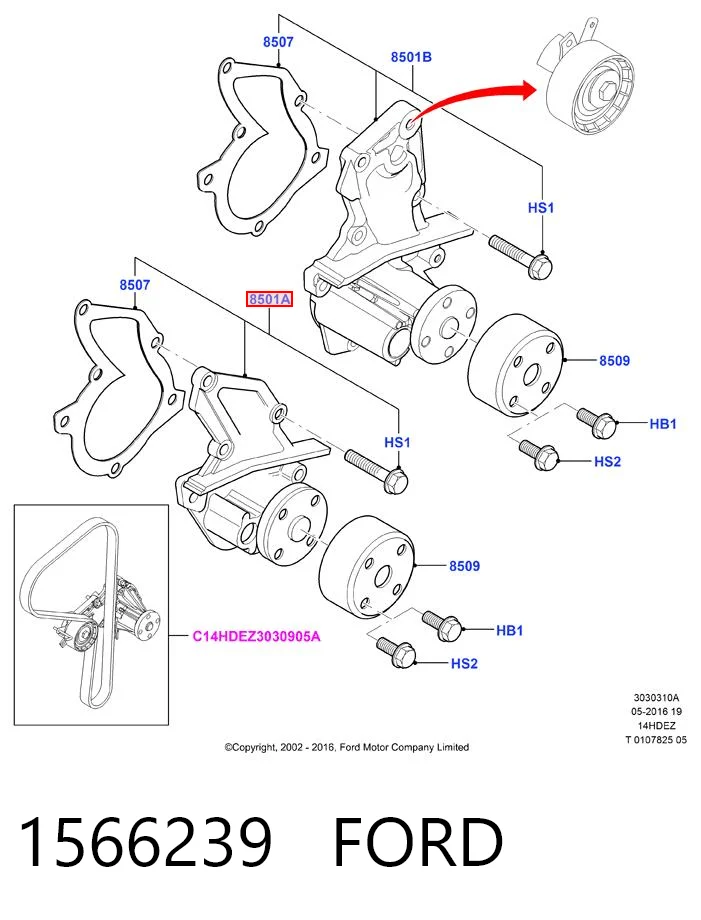 1566239 Ford Pompa chłodząca wodna