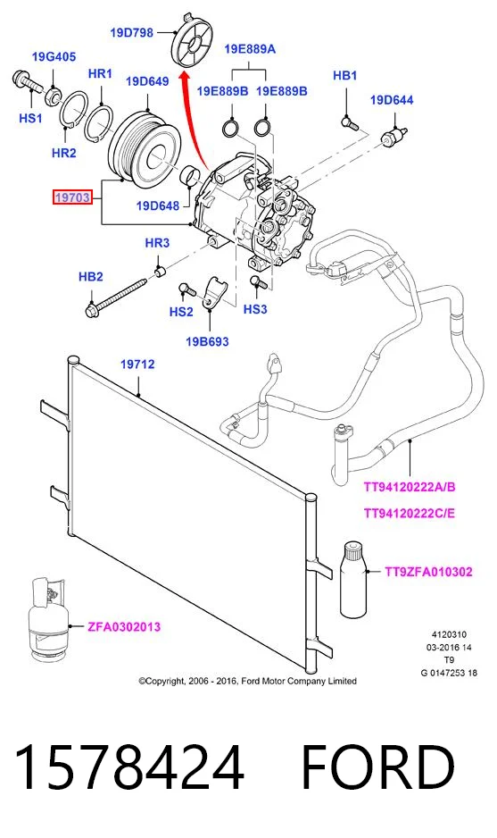 1578424 Ford Sprężarka klimatyzacji