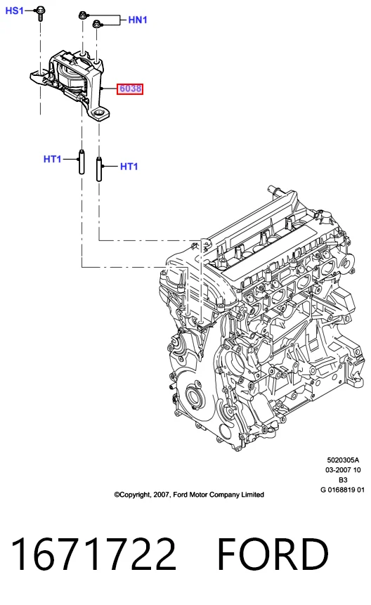 1671722 Ford Poduszka (podpora) silnika prawa