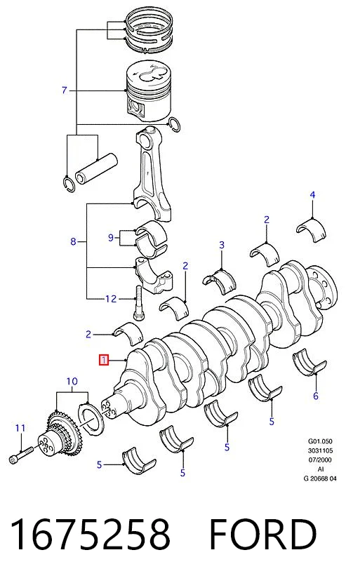 1675258 Ford Wał korbowy silnika