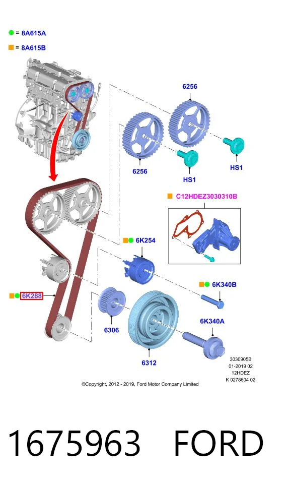 1675963 Ford Pasek rozrządu